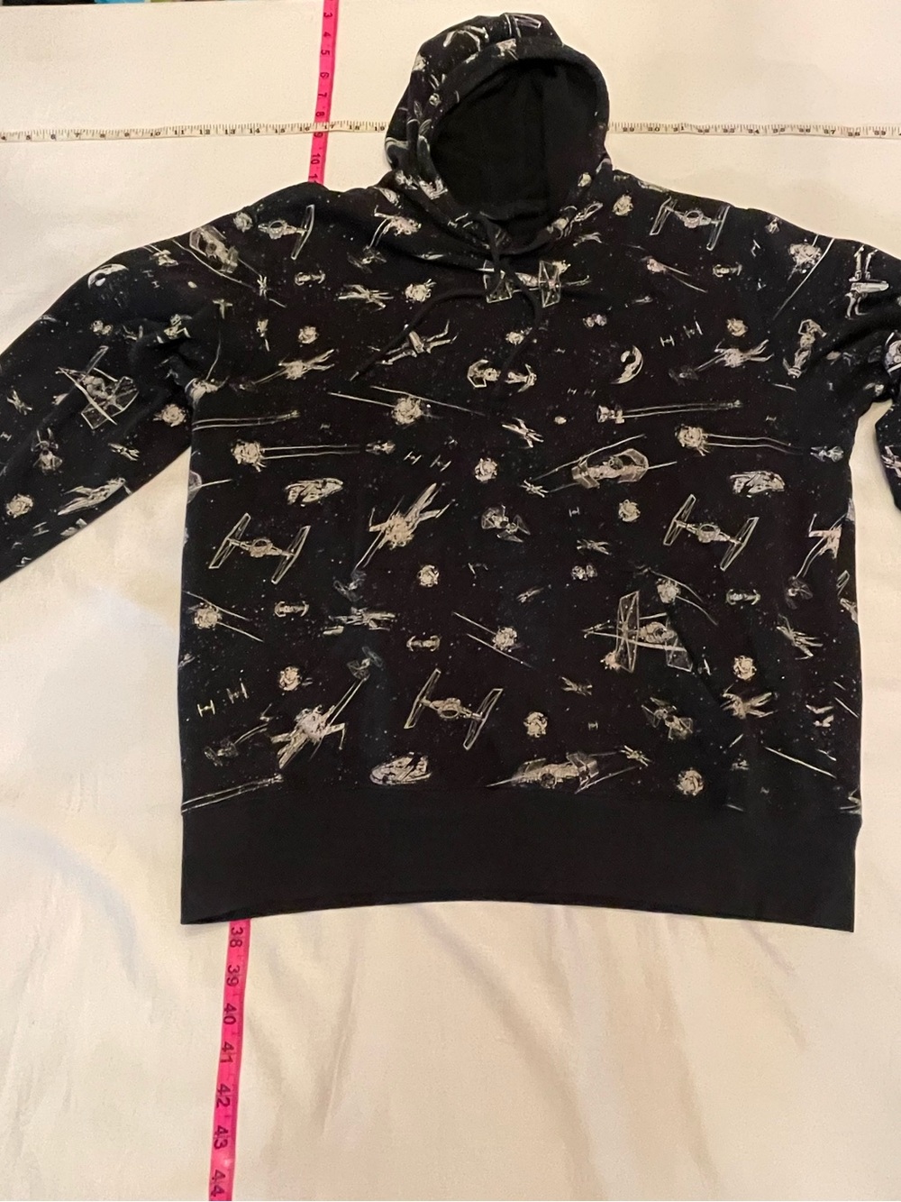 Star Wars Black Hooded Sweatshirt with White Spacecraft Print
